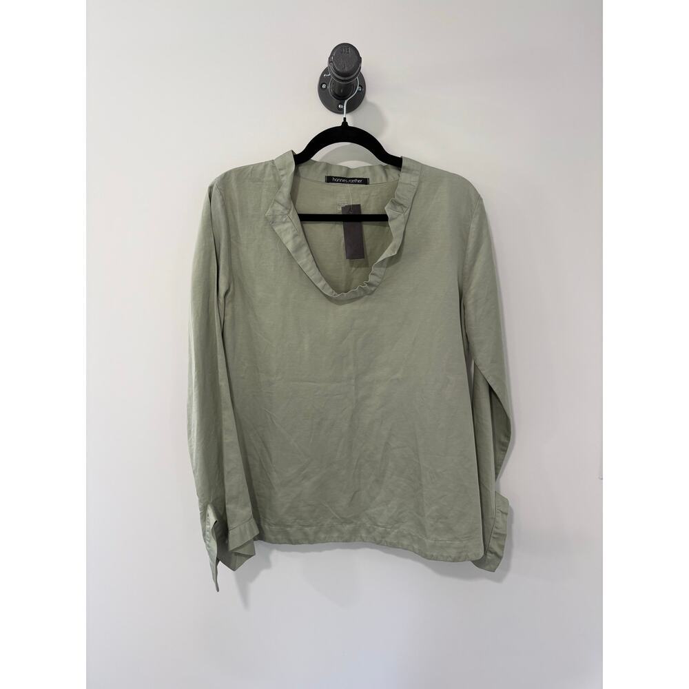 Hannes Roether Cotton Linen Blend Long Sleeve Top Size M